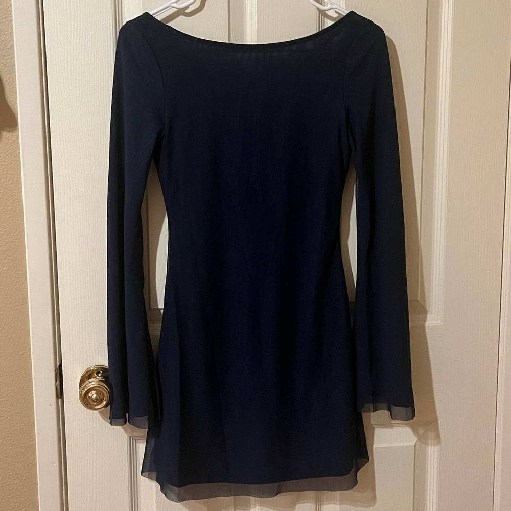 Princess Polly Blue Sheath Dress with Bell Sleeves